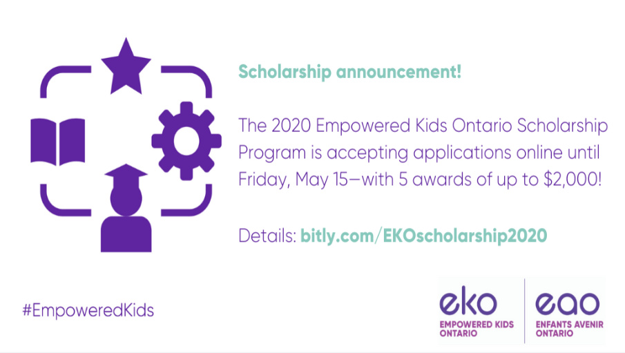 Applications Now Accepted for Empowered Kids Ontario (EKO) Scholarships