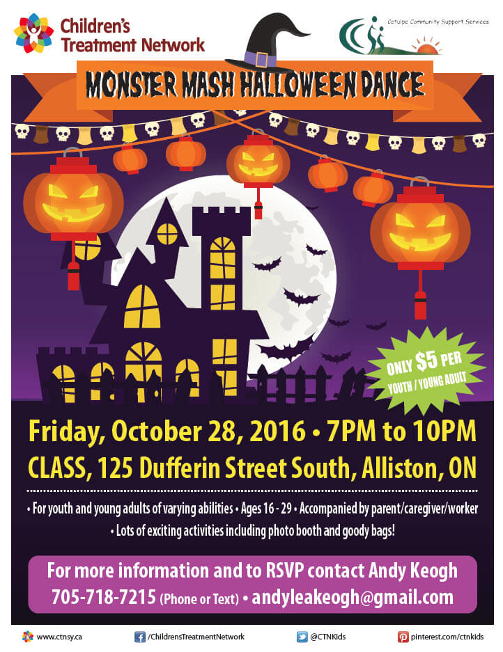 Halloween Monster Mash Dance for Youth and Young Adults (ages 16-29) of Varying Abilities (accompanied by parent/caregiver/worker) - Alliston