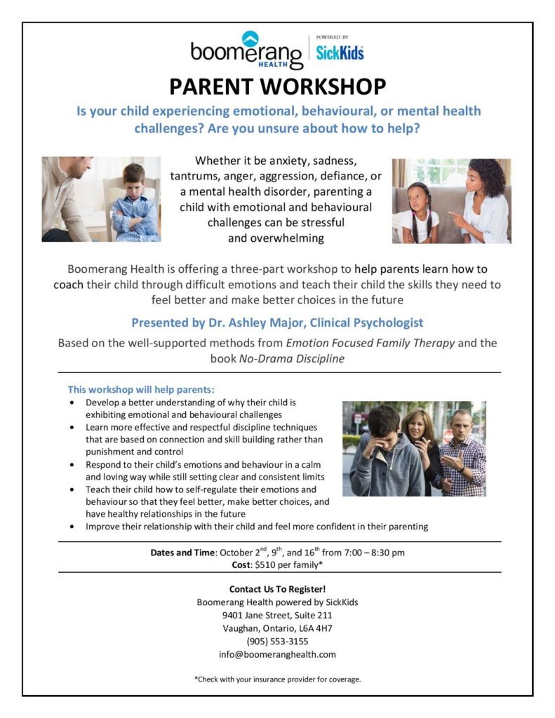 Boomerang Parent Workshop: Managing Emotions and Behaviour- Vaughan