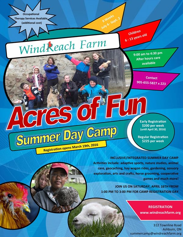 LAST DAY for Early Bird Registration: WindReach Farm's Acres of Fun Summer Day Camp