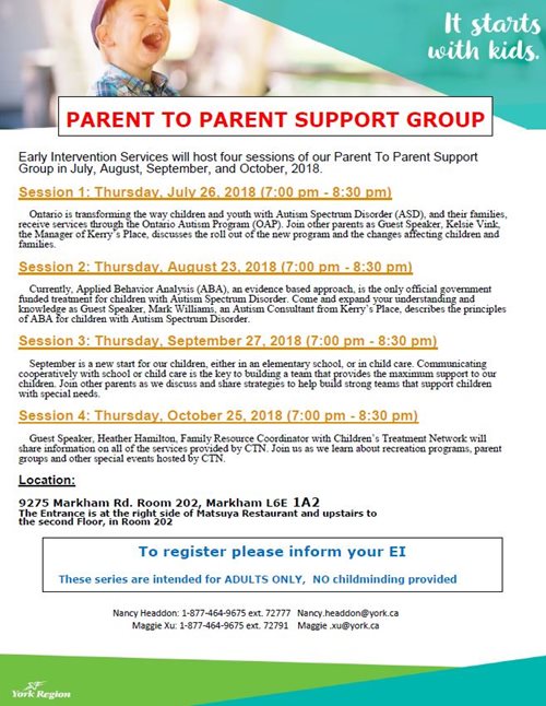 Early Intervention Services (EIS) ABA Parent Information Session- Markham