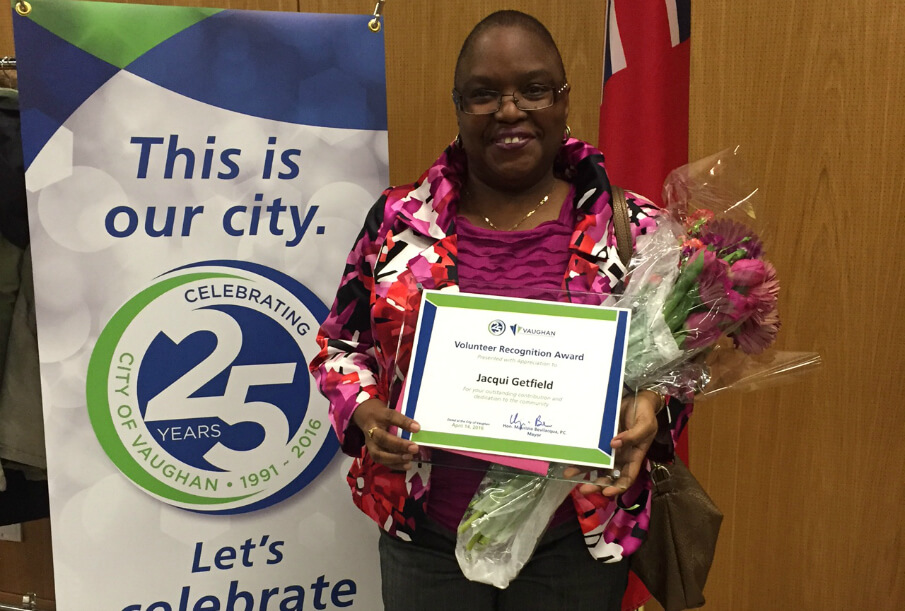 Congratulations Jacqui Getfield - City of Vaughan Volunteer Recognition Award Recipient