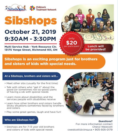 SibShop for Siblings of Children/Youth with Special Needs- Richmond Hill