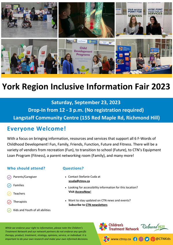 CTN and City of Richmond Hill: York Region Inclusive Information Fair 2023 - Richmond Hill