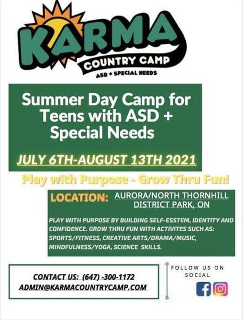 Karma Country Camp - Summer Day Camp for Teens with ASD + Special Needs - Aurora/North Thornhill District Park